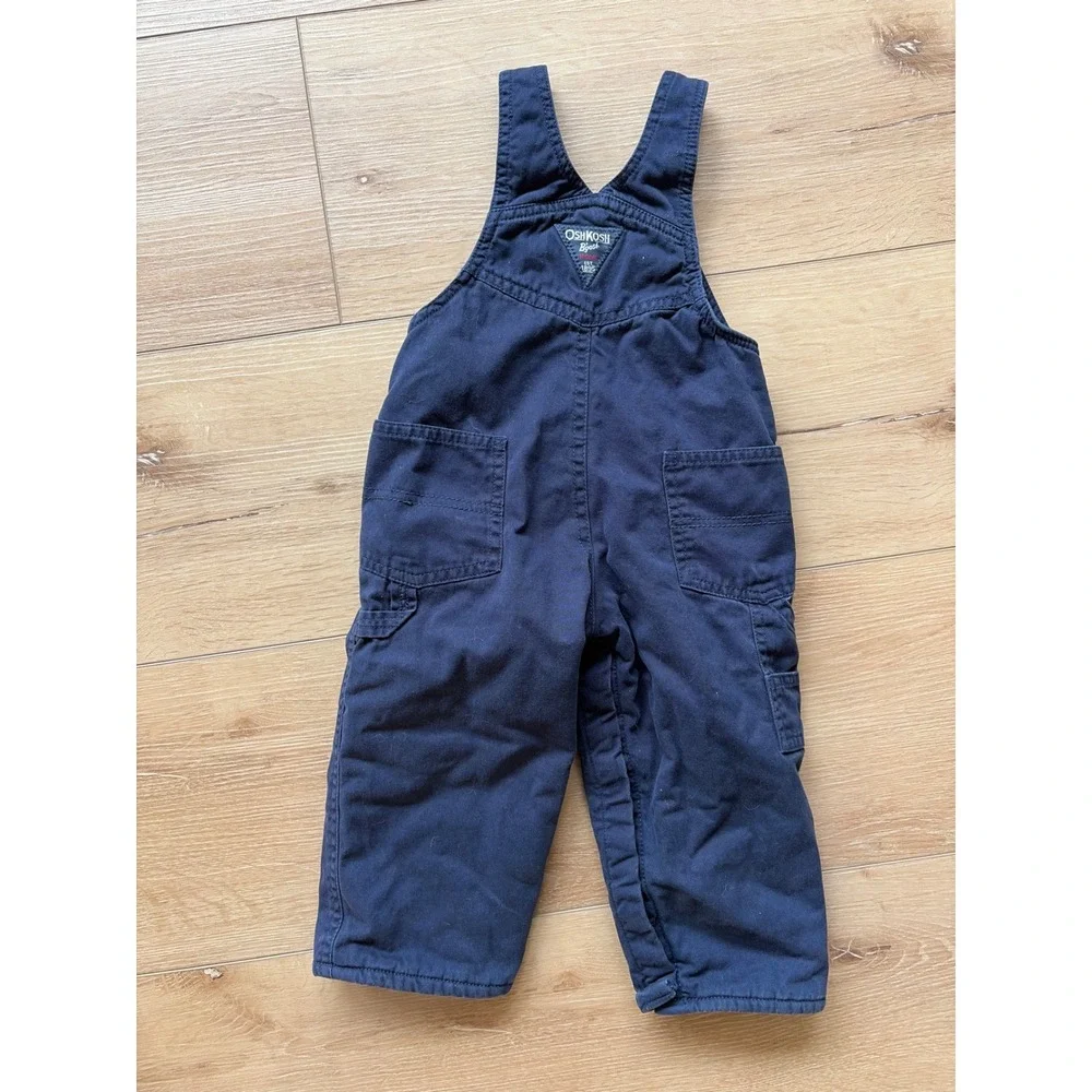 OshKosh Bgosh Kids Navy Blue Fleece Lined Vestbak Overalls size 24 Months